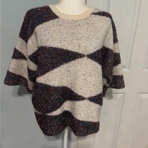 Moth Cream and Black Geometric Sweater